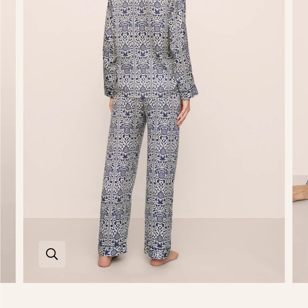 Eberjey x Casa Del Sol - Inez Washable Silk Printed Long PJ Set - Size S - NEW - Picture 6 of 7